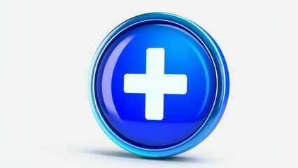 Fototapeta premium Add button icon vector illustration blue plus sign symbol graphic element for ui design web