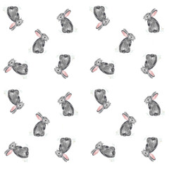 seamless pattern with watercolor rabbit