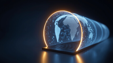 Secure VPN Connection with Luminous Tunnel of Light