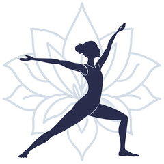 Warrior Pose Silhouette With Lotus Background yoga