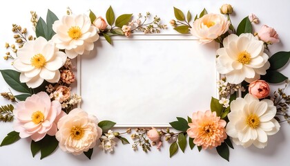 Floral Frame with Blank Card, and White Background.