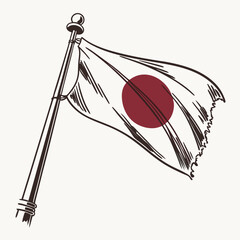 Japanese flag waving with brush stroke effect japan flag
