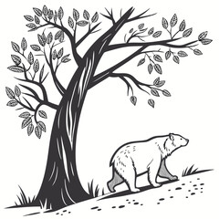 Polar bear walking near tree nature wildlife