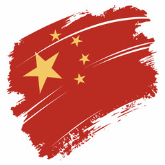 Chinese flag painted with brush strokes china yellow