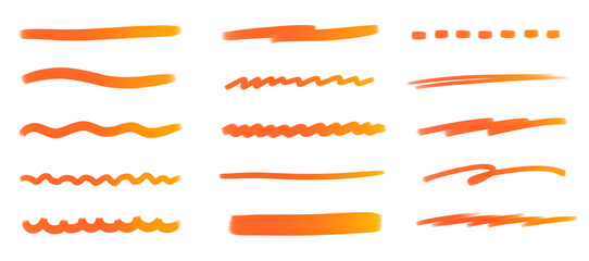 アンダーライン　素材　セット　飾り　直線　曲線　波線　あしらい　境界線　飾り罫　見出し　仕切り　区切り　タイトル　シンプル　おしゃれ　Colorful line,underline