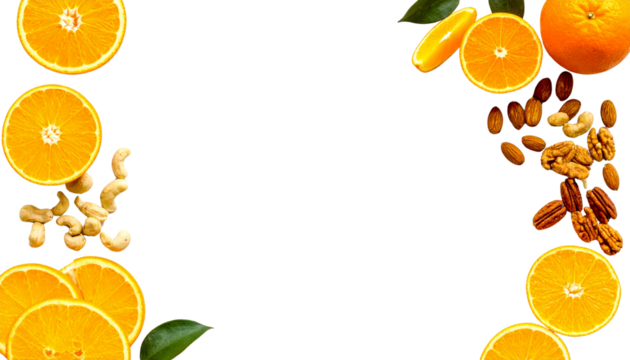 A vibrant frame of fresh orange slices with juicy citrus fruits