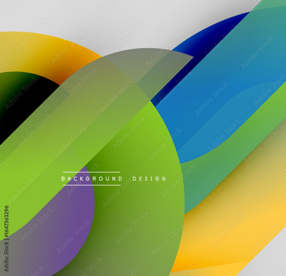 Poster abstract colorful layers create dynamic visual effect. overlapping circles, smooth gradients, modern