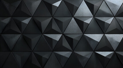Fototapeta premium A black textured triangular geometric pattern fills the image