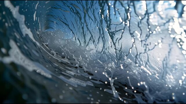 Ocean wave breaks on the camera