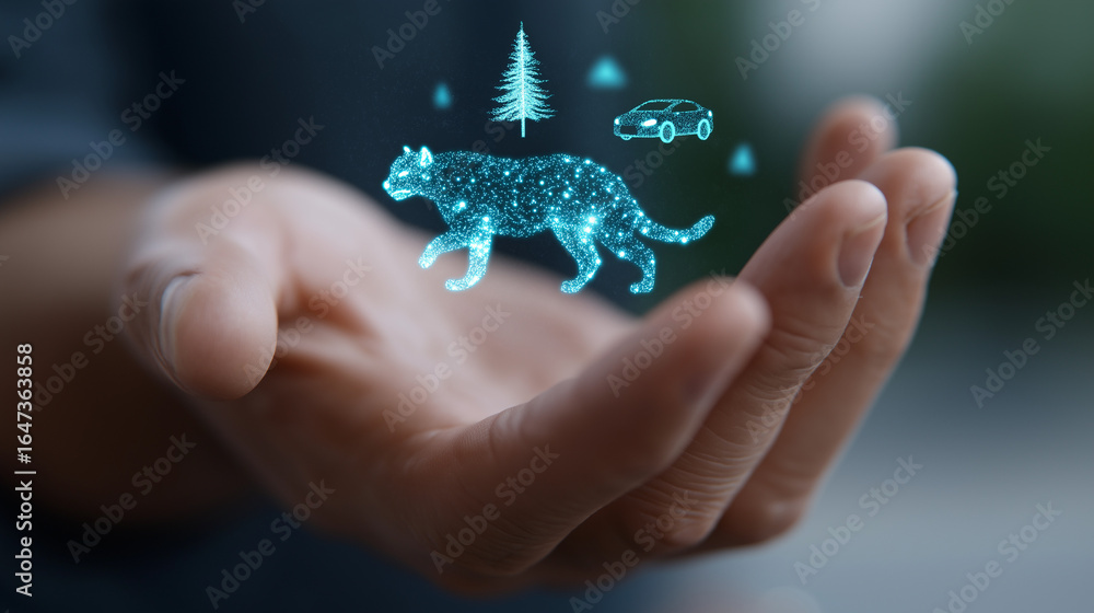 Poster training ai with holographic objects for image recognition