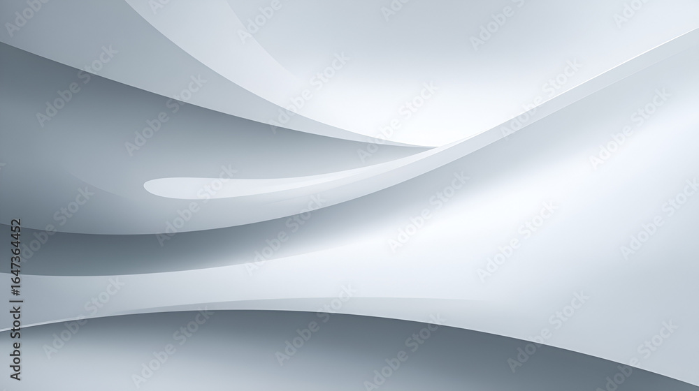 Poster abstract image curved white planes with light and shadows create depth and form