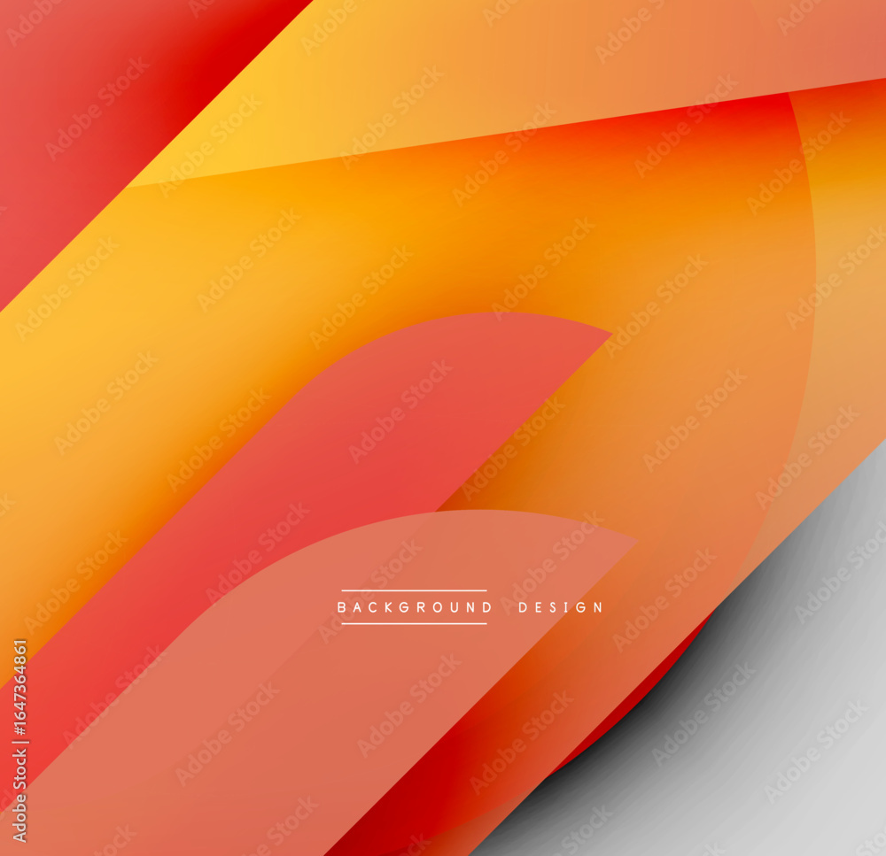 Poster abstract background features vibrant orange, red gradients. overlapping layers create dynamic visual