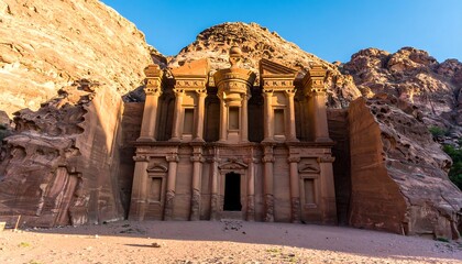 Ancient sandstone facade in a desert valley