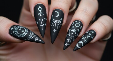 Mystical Moon & Stars Nail Art Celestial Designs for Long Nails