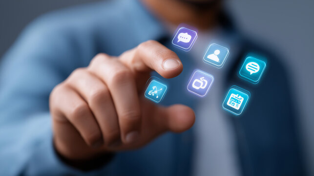 Futuristic Social Media Marketing Management Holographic Dashboard