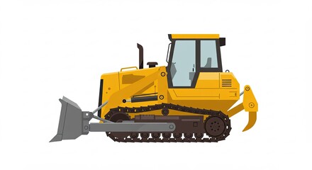 yellow bulldozer isolated on white