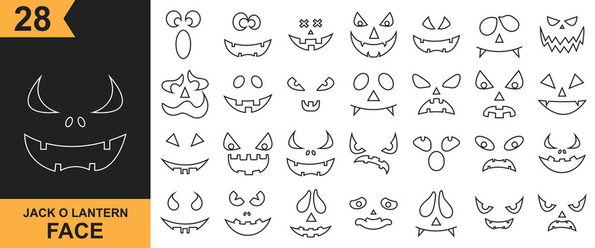 Pumpkin jack o lantern face icon. Halloween pumpkin face icon. pumpkin vector design for festive, autumn, decoration, party night. Vector illustration. isolated on white and black background. EPS 10