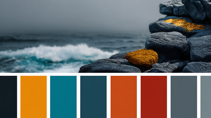 Dramatic Coastal Seascape with Rugged Rocks and Powerful Waves