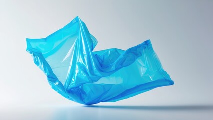 A crumpled blue plastic bag.