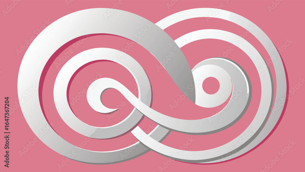 Aufkleber white intertwined infinity symbol with subtle shading on pink background loop endless