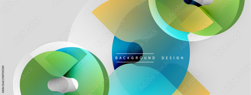 Poster abstract colorful shapes overlap, creating dynamic visual effect. light gradients, smooth transition