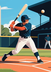 baseball players sport Illustrator Artwork design template poster