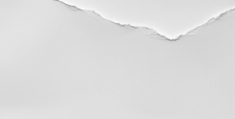 Texture of real paper with a torn edge at the top corner of the sheet and an uneven cut