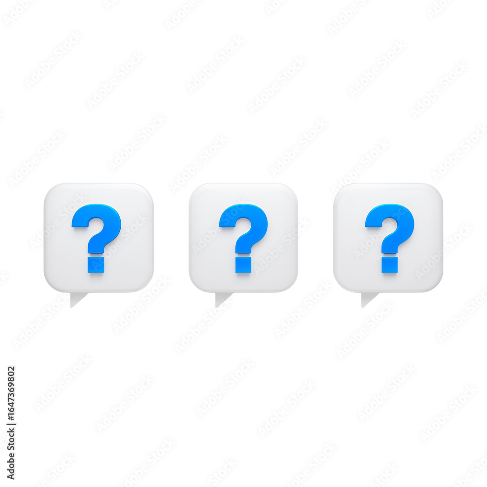 Aufkleber three speech bubbles with question marks isolated on transparent background