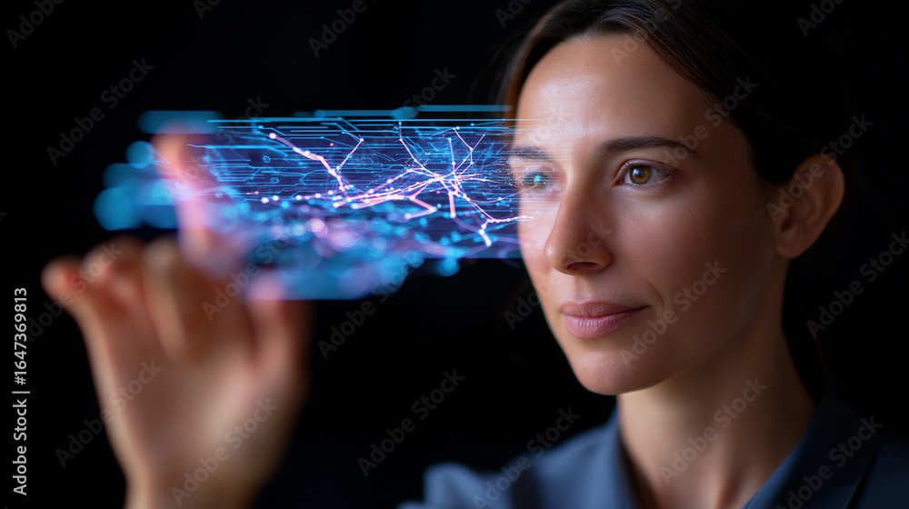 Poster deep learning visualization hologram with neural network dynamics