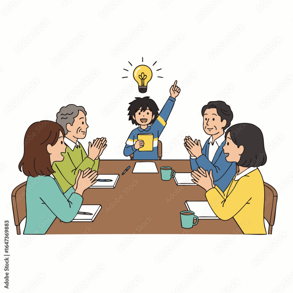 Aufkleber a diverse, multi-generational team collaborates to generate innovative ideas during a productive and