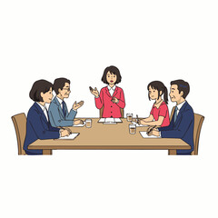 A diverse, multi-generational team led by a female executive collaborates effectively in an inclusive corporate meeting, fostering equity and cross-cultural understanding.