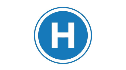 Helicopter landing zone A circular blue sign with a white 'H', indicating a designated landing area for helicopters.