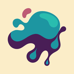 Abstract Blob Shapes Teal Purple and Pink on Cream Background fluid organic