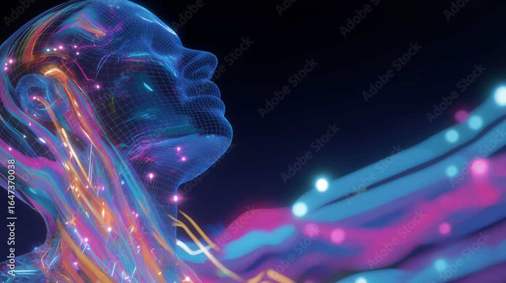 Aufkleber ai hologram creating art and music with colorful light streams