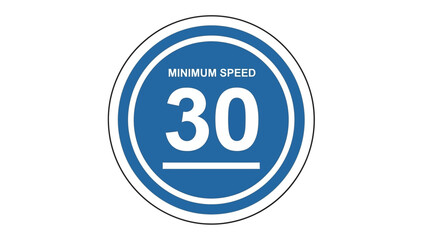 Minimum speed limit road sign with the number 30 in a blue circle, indicating a speed restriction.