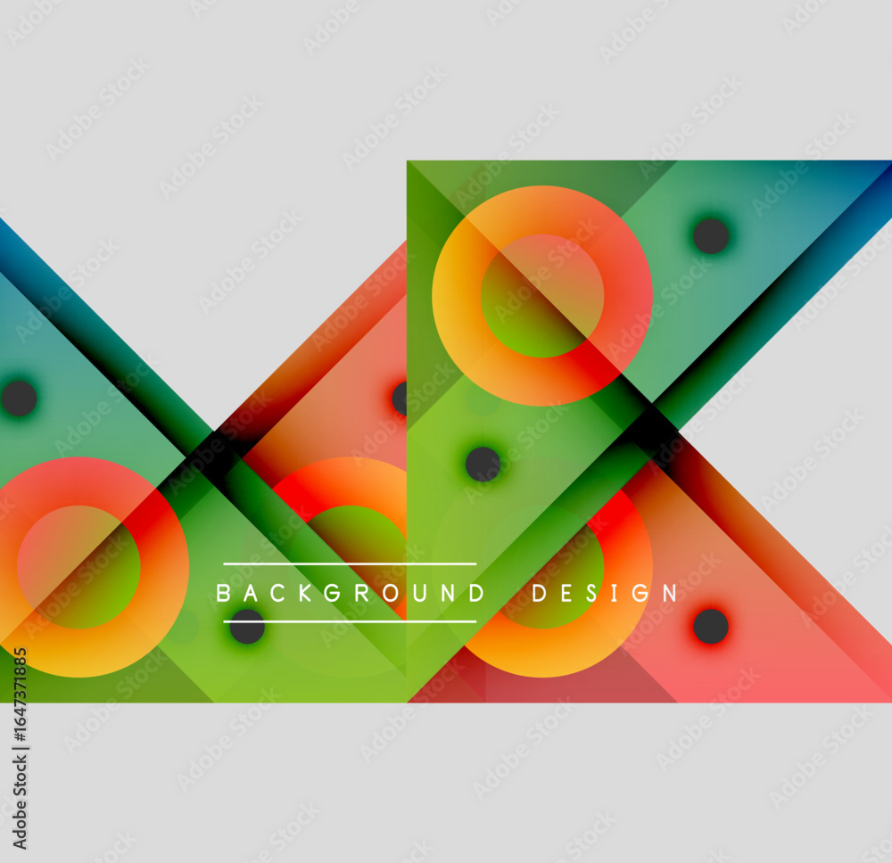 Poster abstract geometric composition. overlapping shapes, vibrant colors, modern design elements create dy