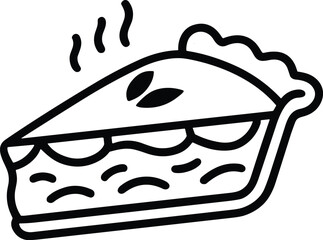 Apple Pie Slice – Hot Baked Dessert Line Art Vector Illustration