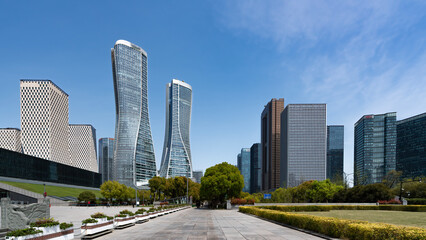 Modern Urban Architecture with Curved Skyscrapers and Open Plaza © zhouyilu
