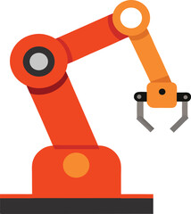 Orange robotic arm with gripper on white background automation industry