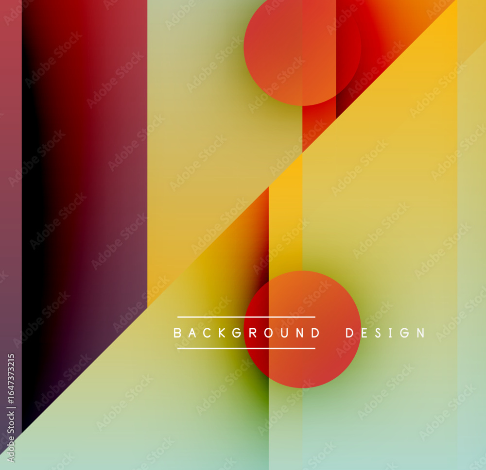 Poster abstract geometric composition. overlapping shapes create dynamic visual effect. warm, cool colors b