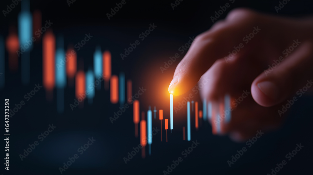 Aufkleber a dynamic 3d candlestick chart highlighting key trading points