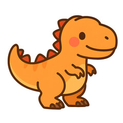 Obraz premium Cute Cartoon Dinosaur Vector Illustration, Kawaii Baby Dino Clipart PNG