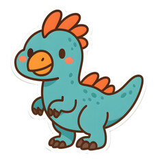 Obraz premium Cute Cartoon Dinosaur Vector Illustration, Kawaii Baby Dino Clipart PNG