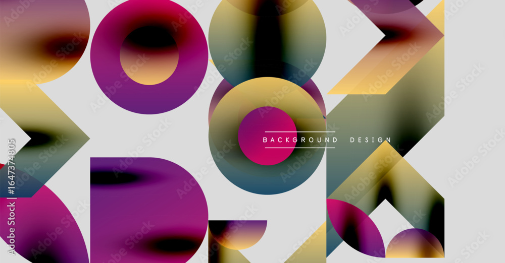 Poster abstract shapes overlap, creating vibrant color gradients. modern design elements suggest dynamic co