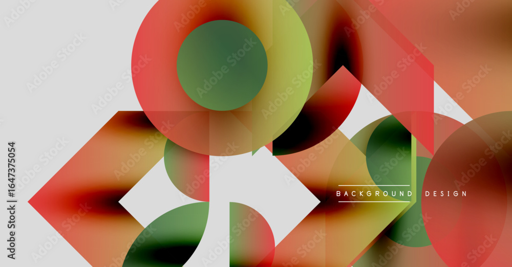 Poster abstract colorful shapes overlap. gradient hues create dynamic visual effect. modern design elements
