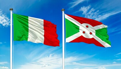 イタリアの国旗とブルンジの国旗(Italy flag & Burundi flag.)
