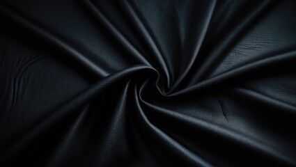 Obraz premium Black fabric with a twisted knot, smooth and shiny texture.