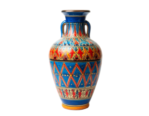 Isolated on white background, realistic Greek amphora miniature featuring detailed craftsmanship, classic terracotta tones, smooth curved handles, ancient Mediterranean style, perfect for historical d