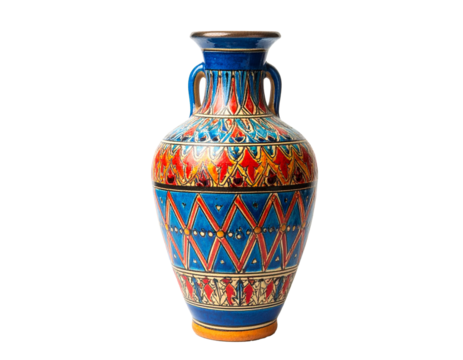 Isolated on white background, realistic Greek amphora miniature featuring detailed craftsmanship, classic terracotta tones, smooth curved handles, ancient Mediterranean style, perfect for historical d