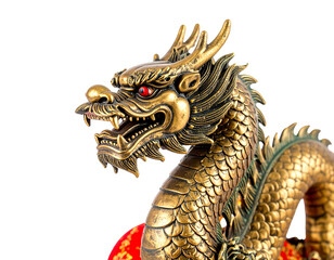 Fototapeta premium Souvenir, isolated on white background, realistic, Chinese, dragon, figurine, collectible, decoration, oriental, traditional, mythical, detailed, colorful, handcrafted, artistic, miniature, ornament, 